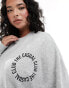 Фото #8 товара Pieces Curve 'the casual club' slogan sweatshirt co-ord in grey