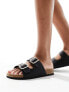 Фото #1 товара Glamorous Wide Fit double strap footbed sandals in black