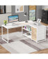 Фото #4 товара L Shaped Computer Desk with Storage Drawers, 59 inch Corner Desk with Shelves, Reversible L-Shaped Office Desk Study Writing Table Workstation for Home Office