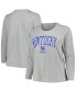 Фото #1 товара Women's Heather Gray Kentucky Wildcats Plus Size Arch Over Logo Scoop Neck Long Sleeve T-shirt