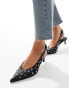 ASOS DESIGN Scene studded slingback kitten heeled shoes in black