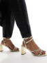 ASOS DESIGN Hampstead studded mid heeled sandals in gold