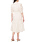 Фото #2 товара Women's Cotton Eyelet Short Puff Sleeve Midi Dress