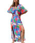 ფოტო #1 პროდუქტის Women's Bright Tropical Smocked Maxi Beach Dress