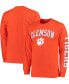 Men's Orange Clemson Tigers Distressed Arch Over Logo Long Sleeve Hit T-shirt Оранжевый, Small - фото #2