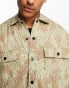 ONLY & SONS printed overshirt in brown and khaki