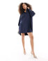 Threadbare Sheila mini shirt dress in navy Синий, 34 - фото #4