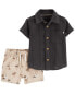 Baby 2-Piece Button-Front Shirt & Palm Tree Short Set 3M