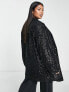 ASOS DESIGN Curve sequin oversized blazer in black