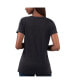 Фото #2 товара Women's Black Distressed Denny Hamlin Snap V-Neck T-shirt