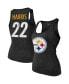 Фото #1 товара Women's Threads Najee Harris Black Pittsburgh Steelers Player Name and Number Tri-Blend Tank Top