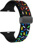 Фото #1 товара Silikonový řemínek s barevným motivem pro Apple Watch 38/40/41 mm - Černý