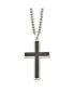 Black Carbon Fiber Inlay Cross Pendant Curb Chain Necklace