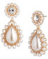 Gold-Tone Crystal & Imitation Pearl Flower Drop Earrings