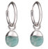 Round silver earrings with amazonite