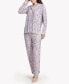 ფოტო #1 პროდუქტის Women's Floral Notes Soft Long-Sleeve Pajama Set