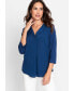 ფოტო #1 პროდუქტის Women's 3/4 Sleeve Split Neck T-Shirt Blouse