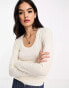 & Other Stories long sleeve scoop neck top in white