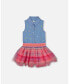 ფოტო #1 პროდუქტის Girl Chambray And Tulle Rainbow Mesh Dress - Toddler|Child