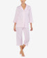 ფოტო #1 პროდუქტის 3/4 Sleeve Classic Notch Collar Capri Pajama Set