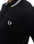 Фото #3 товара Fred Perry long sleeve twin tipped polo shirt in black