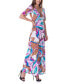 Women's Print Elbow Sleeve Casual A Line Maxi Dress