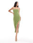 ASOS DESIGN sweetheart bandeau midi dress in green