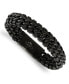 ფოტო #1 პროდუქტის Stainless Steel Brushed Black IP-plated Black Leather Bracelet