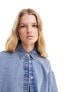 Monki oversize denim shirt in blue mottled wash