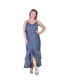 ფოტო #1 პროდუქტის Women's Plus Size Tencel High-Low Ruffle Hem Maxi Dress