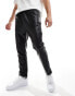 ASOS DESIGN leather look tapered trousers in black