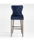 Фото #1 товара Tufted Upholstered Velvet Bar Stool with Metal Footrest