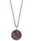 Фото #1 товара EFFY Collection eFFY® Multi-Sapphire (2-5/8 ct. t.w.), Tsavorite (1/2 ct. t.w.) & Diamond Accent Pavé Disc 18" Pendant Necklace in Sterling Silver