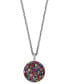 Фото #1 товара EFFY Collection eFFY® Multi-Sapphire (2-5/8 ct. t.w.), Tsavorite (1/2 ct. t.w.) & Diamond Accent Pavé Disc 18" Pendant Necklace in Sterling Silver