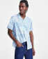 ფოტო #1 პროდუქტის Men's Cooper Short Sleeve Button-Front Ikat Patchwork Shirt, Created for Macy's