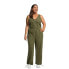 Фото #6 товара Madden NYC Juniors Plus Parachute Jumpsuit Women's 2X Green 100% Nylon Solid