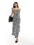 Vero Moda jersey halterneck maxi dress with tie waist in mono floral print