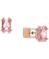 Rose Gold-Tone Color Cushion-Cut Crystal Stud Earrings