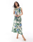 Фото #3 товара & Other Stories tiered hem maxi dress with gathered tie neck detail and keyhole back in floral leaf print