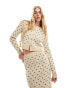 ASOS DESIGN jacquard button through cardigan in cream polka dot co-ord