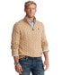 Men's Big & Tall Cable-Knit Cotton Quarter-Zip Sweater