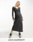 Фото #2 товара ASOS DESIGN Maternity waffle twist front midi dress with long sleeve in dark grey