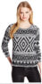 Фото #1 товара Lucky Brand Women's Long Sleeve Sweater Scoop Neck Jacquard Black White Multi S