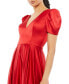 Women's Ieena V Neck Cap Puff Sleeve Satin Gown