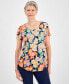 Фото #1 товара Women's Scoop-Neck Short-Sleeve Printed Knit Top, Created for Macy's
