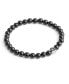 ფოტო #1 პროდუქტის Men's Sterling Silver Signature Onyx Bead Stretch Bracelet