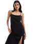 Фото #2 товара Mango split front cami midi dress in black