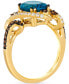 Фото #2 товара Deep Sea Blue Topaz (3 ct. t.w.) & Diamond (3/8 ct. t.w.) Swirl Statement Ring in 14k Gold