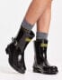 Barbour International Mugello short biker wellington boot in shiny black Черный, 36 - фото #3