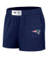 ფოტო #2 პროდუქტის Women's Navy Distressed New England Patriots Waffle Knit Long Sleeve T-shirt and Shorts Lounge Set